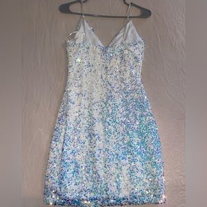 White/iridescent Sequin Windsor Dress